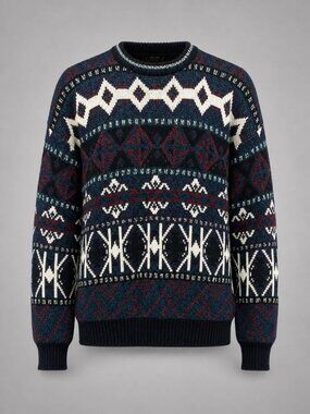 Bugle Boy Mens Large Sweater Vintage Geometric 100% Acrylic Made In Korea